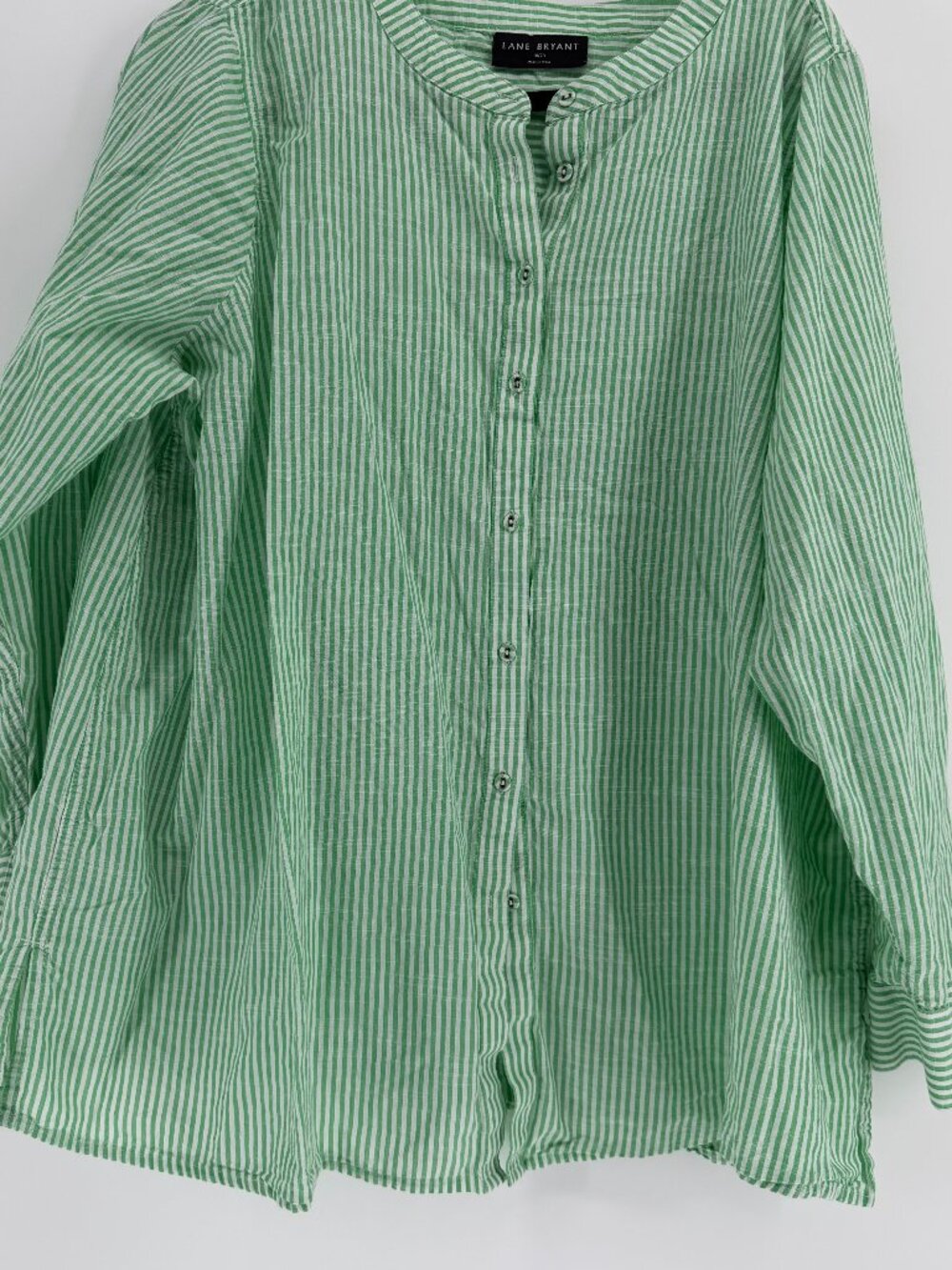Lane Bryant green and white striped shirt size 18/20